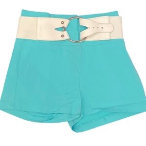2B Clothing Turquoise High-Rise Shorts with Belt